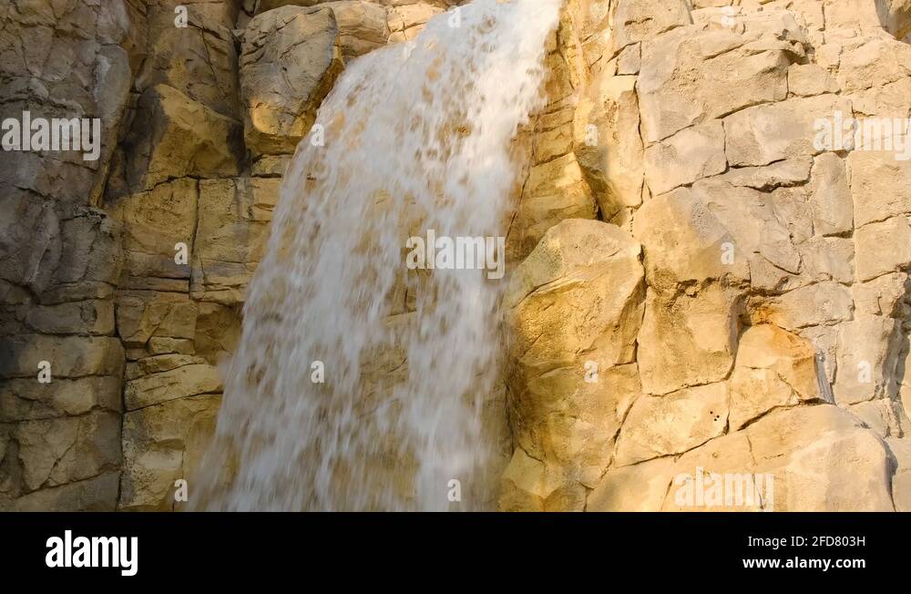 Slow motion video of artificial waterfall in Dubai, UAE United Arab