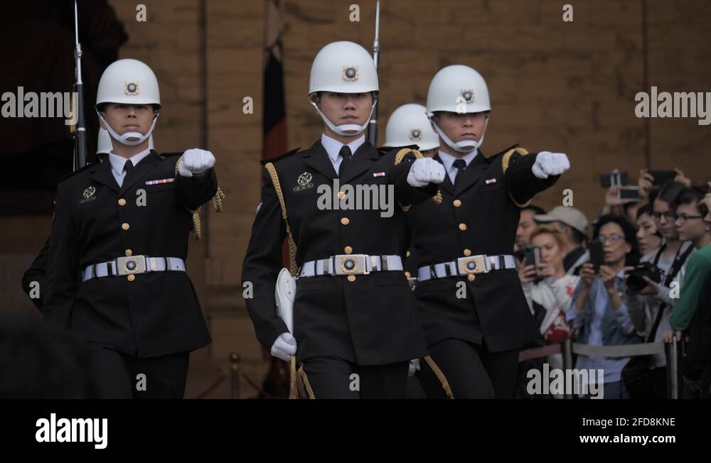 National guards going to flag lowering ceremony,Taipei,Taiwan Stock ...