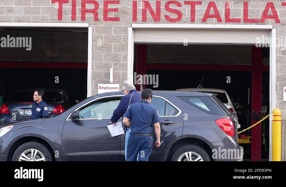 Storefront of tire installation at Costco with 4k resolution Stock
