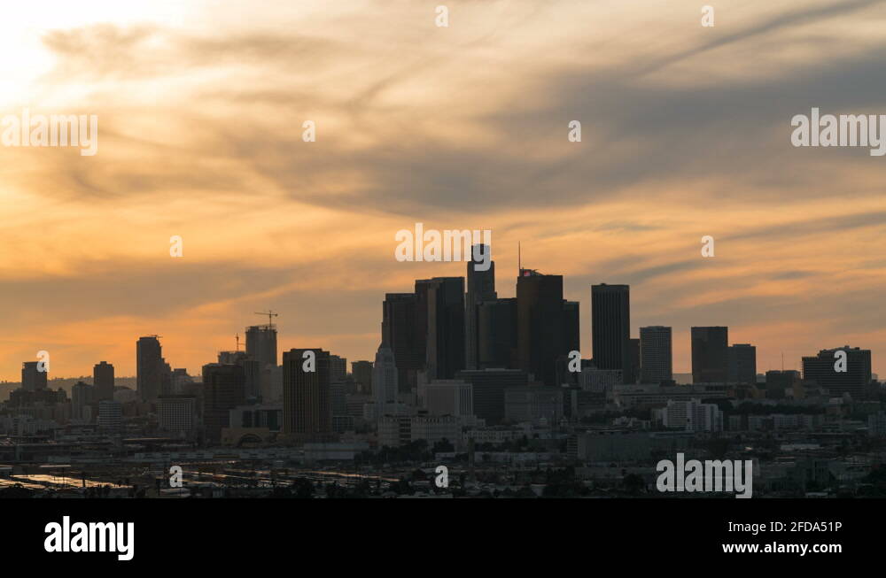 8K Timelapse Day to Night Transition of Downtown Los Angeles Skyline ...