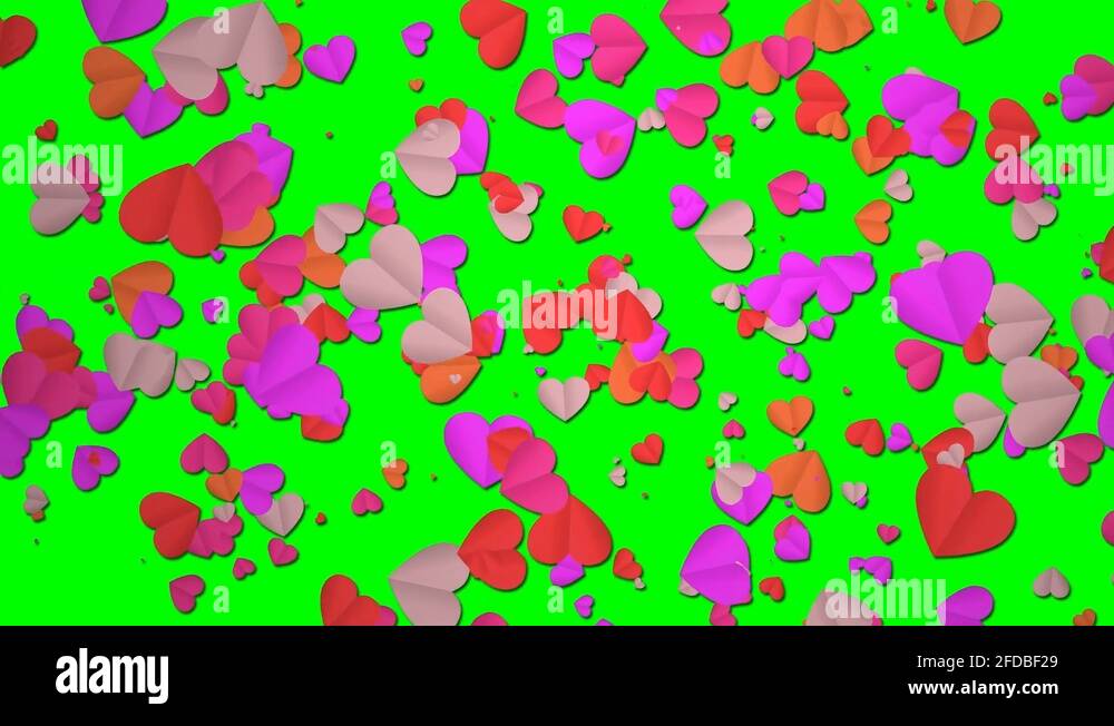 Floating Hearts SEAMLESS LOOP on Green Screen Stock Video Footage Alamy