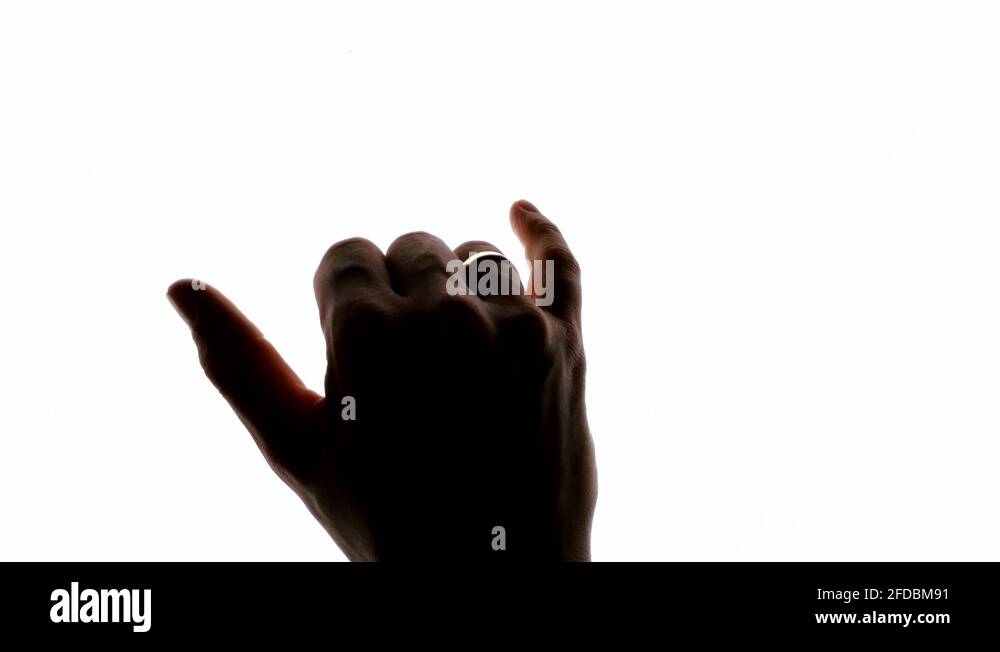 Rock and roll music devil horns hand sign on a chroma key white screen