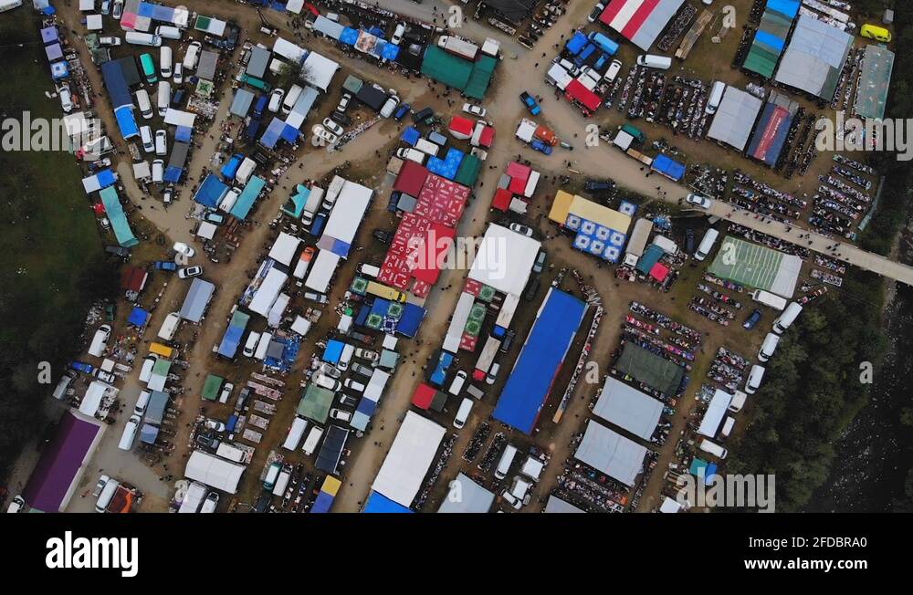 Bird's eye view of the largest Romanian flea market from Negreni
