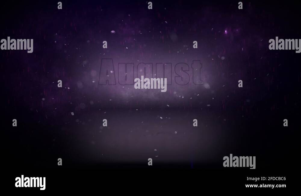 August neon lights sign revealed through a storm with flickering lights