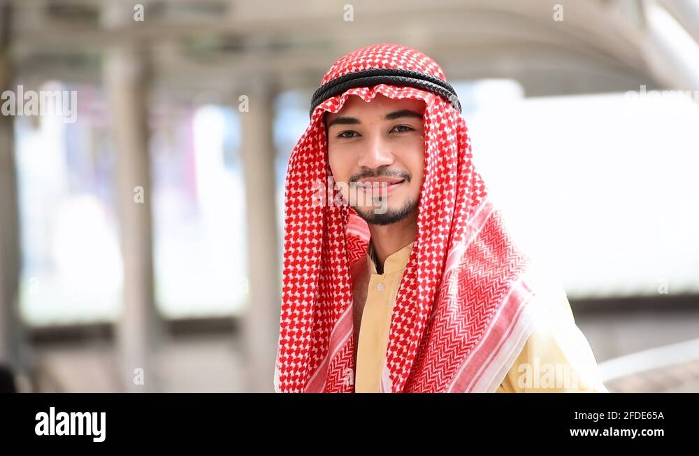 Islamic arab man wear hijab and muslim formal dress multicultural 