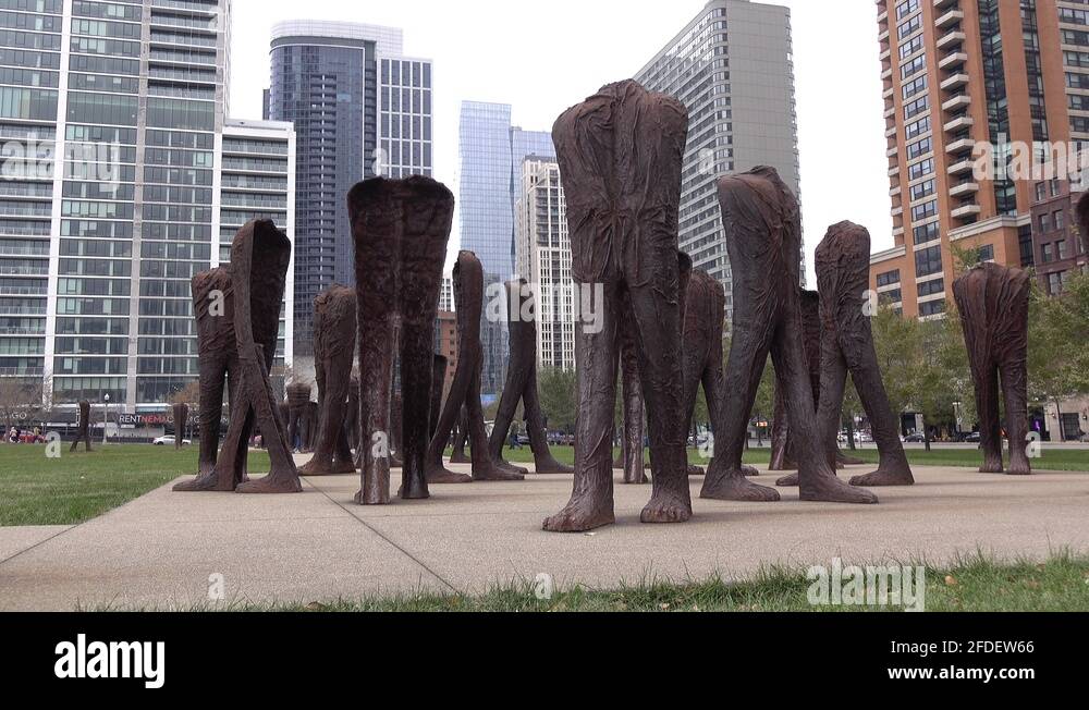 Agora sculptures in downtown Grant Park Chicago 4k Stock Video Footage Alamy