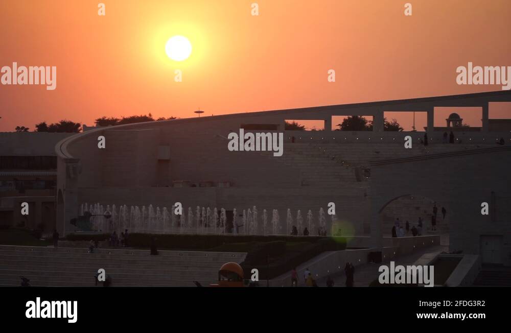 Katara Cultural village at sunset with multi purpose hall amphitheater
