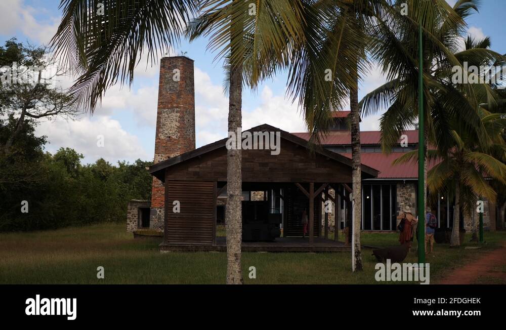 Footage of building of museum of sugar cane on French Caribbean island