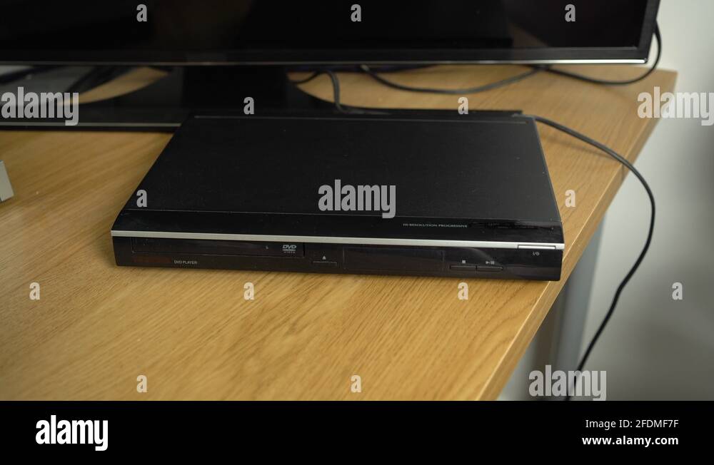 Dvd tray opens disc is inserted by hand and tray closes Stock Video