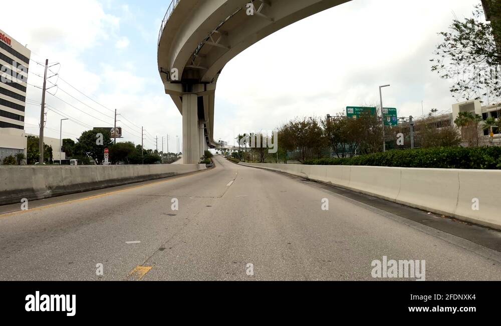 Highway leading to Miami International Airport Stock Video Footage Alamy