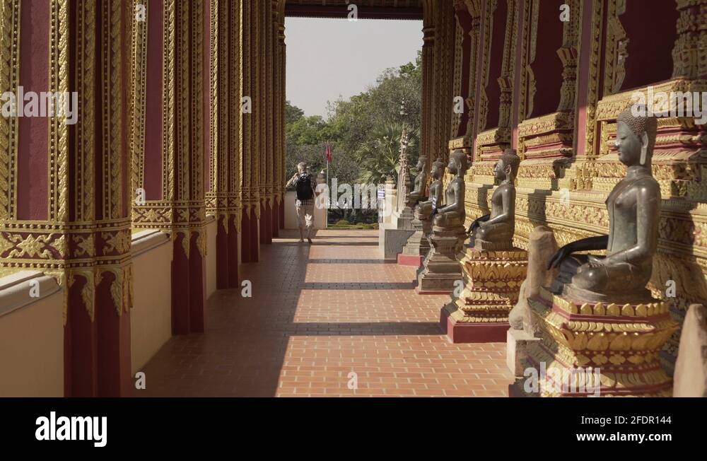 The most famous buddhist temple in vientiane Stock Videos & Footage