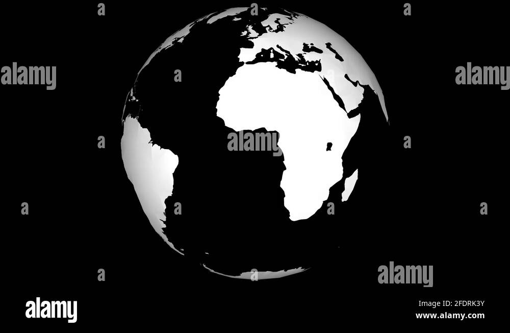 white earth map rotating fast in seamless loop with black isolated