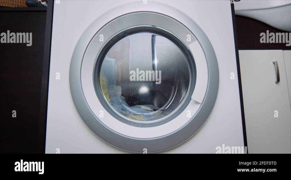 Washing Machine Spinning wet Drum both Direction, doing Laundry Clothes