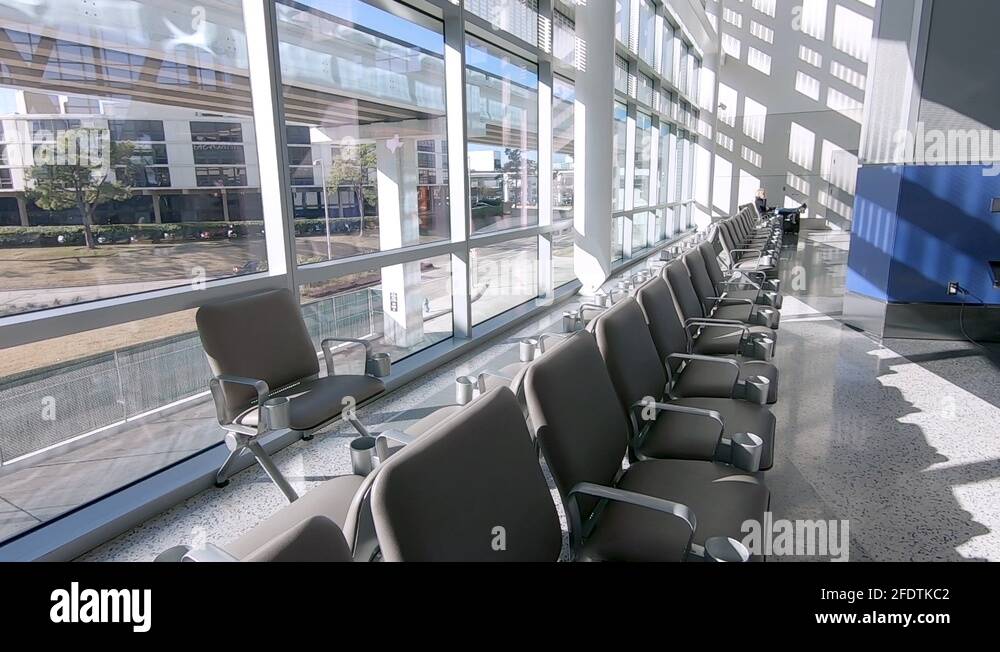 Inside of the terminal at the Houston International Airport Stock Video