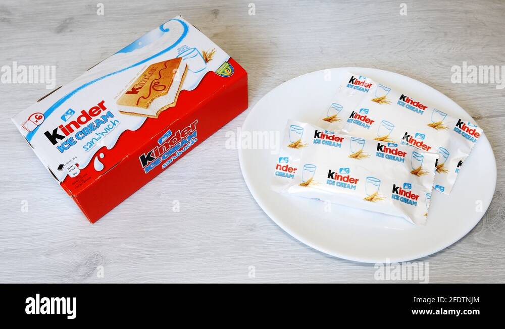 Kinder Sandwich Ice Cream. Kinder is a brand of food products of