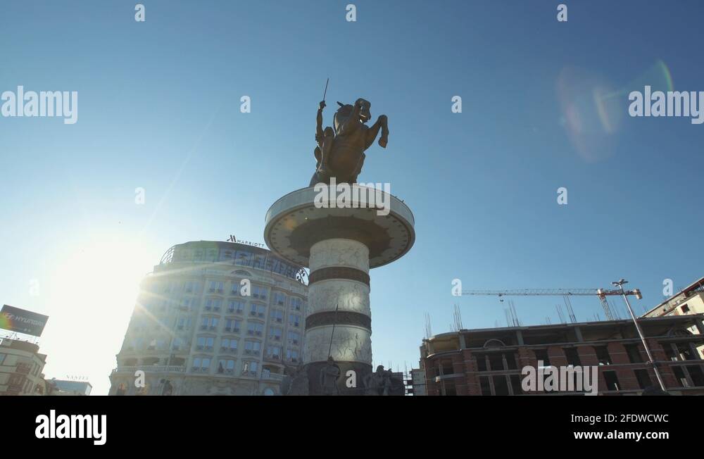 Macedonia. Shooting of the statue of Alexander the great in Skopje