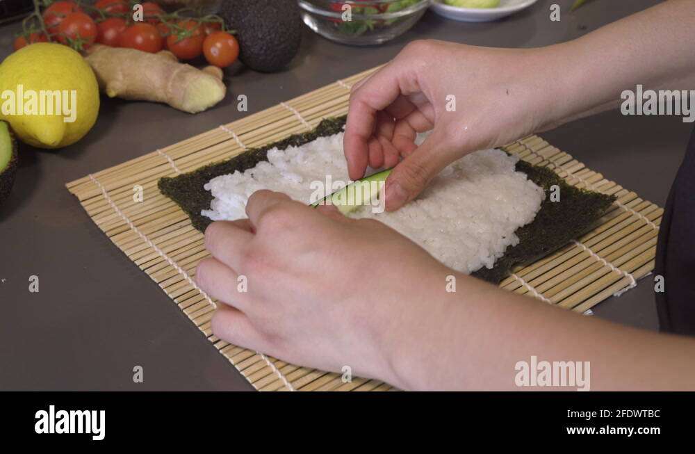 Adding Strips Of Fruits And Vegetables To Plain White Rice In Roasted