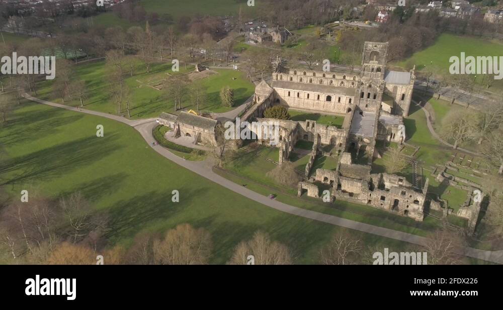 Fountains abbey yorkshire aerial Stock Videos & Footage HD and 4K