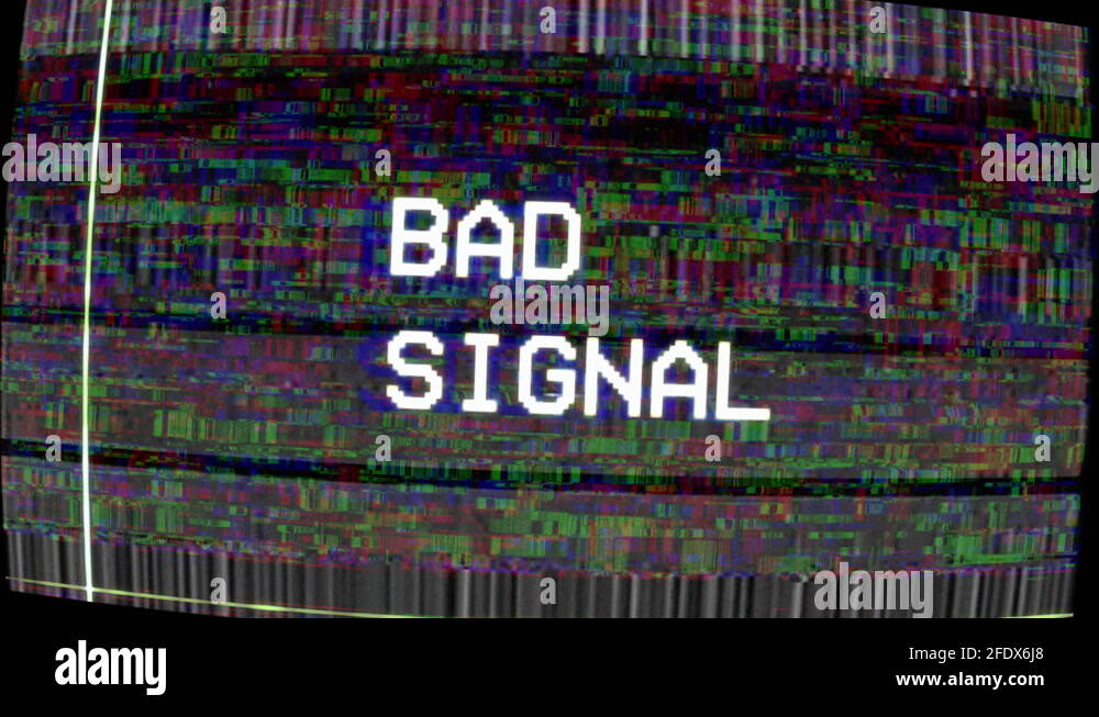Signal lost on an analog signal in a TV. image with VHS signal Stock
