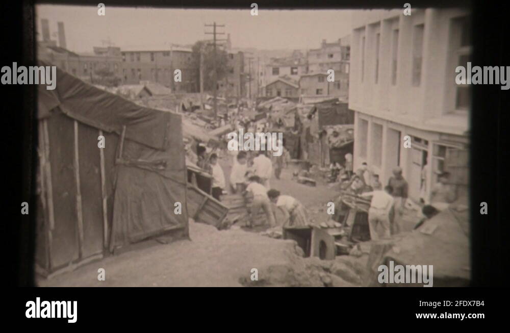 Street Scene In Seoul Korea, Korean War, Military Action in Korean War