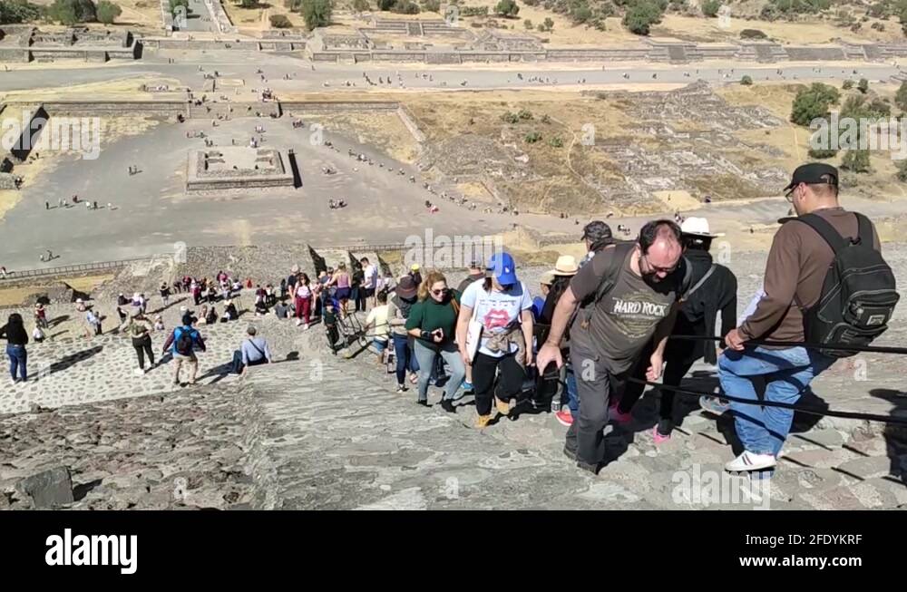 Tourists climbing pyramid of the sun Stock Videos & Footage HD and 4K