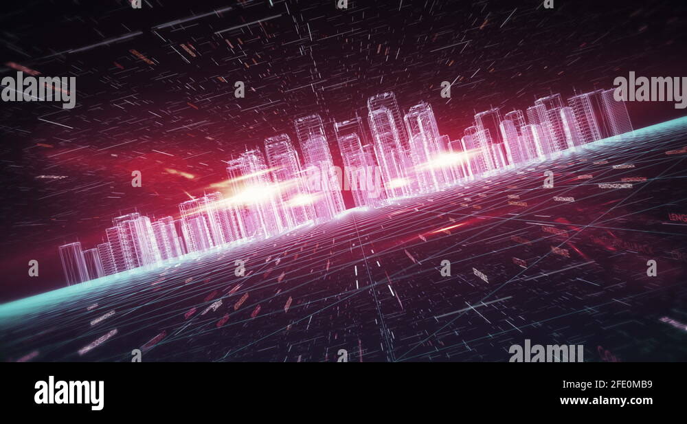 Abstract Visualization Of A Digital City Made Of Codes And Numbers ...
