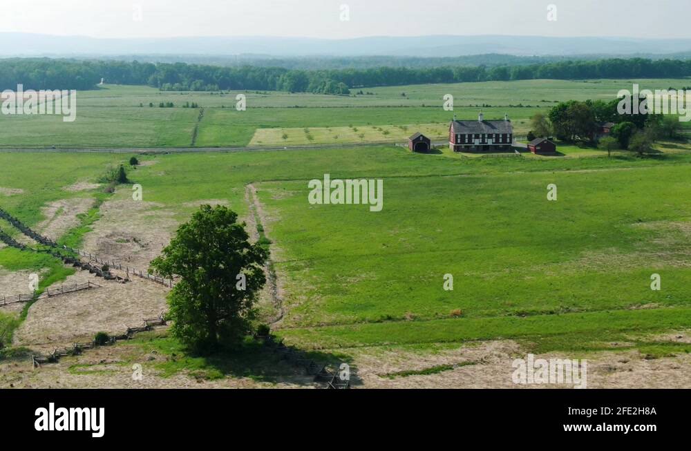 Gettysburg civil war battlefield - Aerial Panorama Of Gettysburg Civil War Battlefield On Hazy Summer 2fe2h8a 