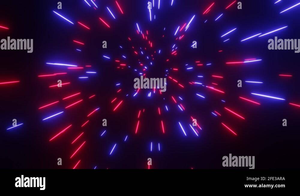 Abstract retro motion background blue and red neon lasers on black ...