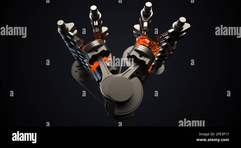 3D V8 Engine Animation. Pistons And Crankshaft In Motion Stock Video ...