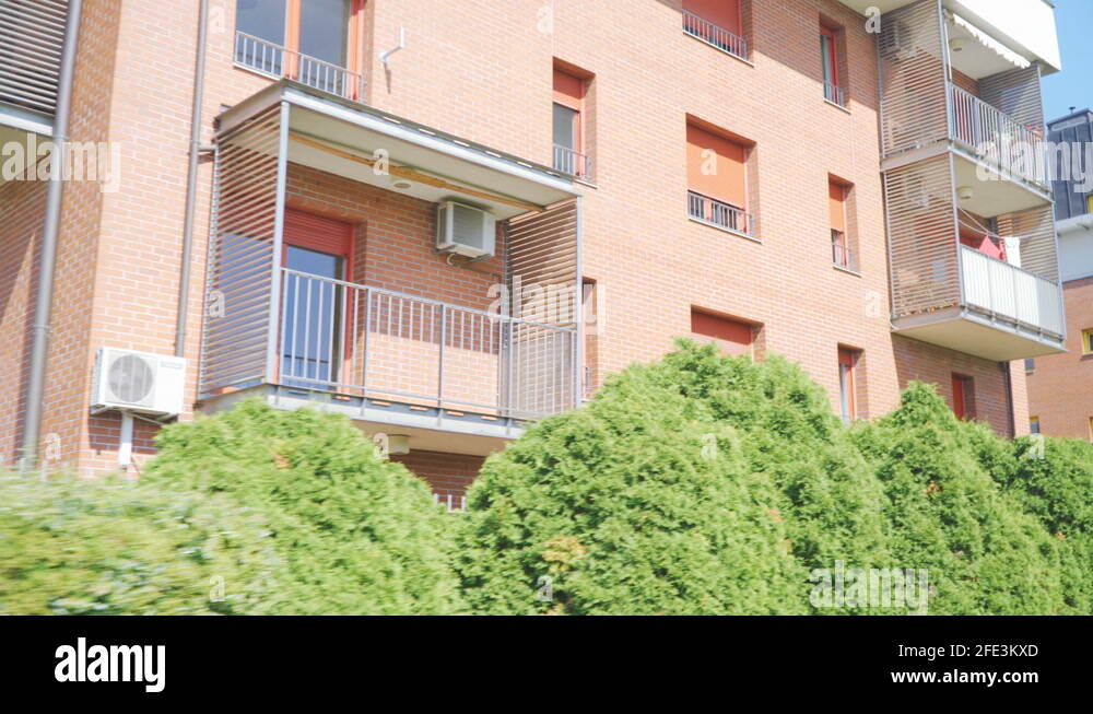 Bricked facade apartments housing from outside 4K Stock Video Footage ...