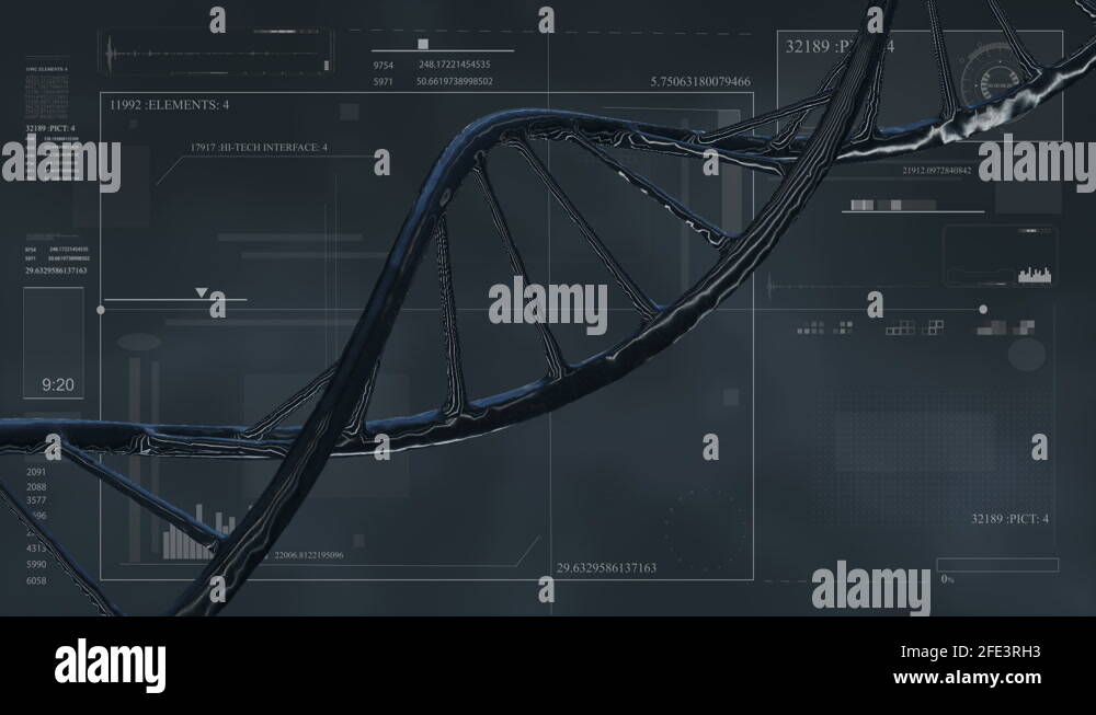 HUD infographic elements with virus and DNA structure. Futuristic user ...