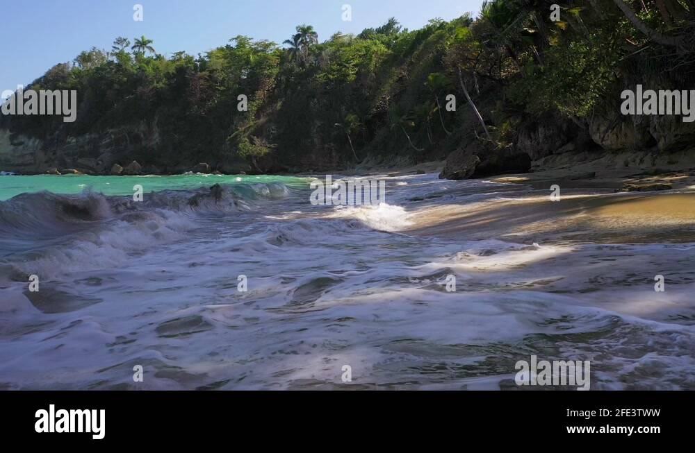Flight at low altitude on the beaches of nagua Dominican Republic, with