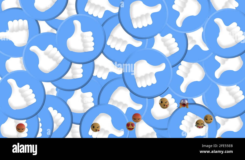 Face emojis moving against thumbs up icons moving Stock Video Footage