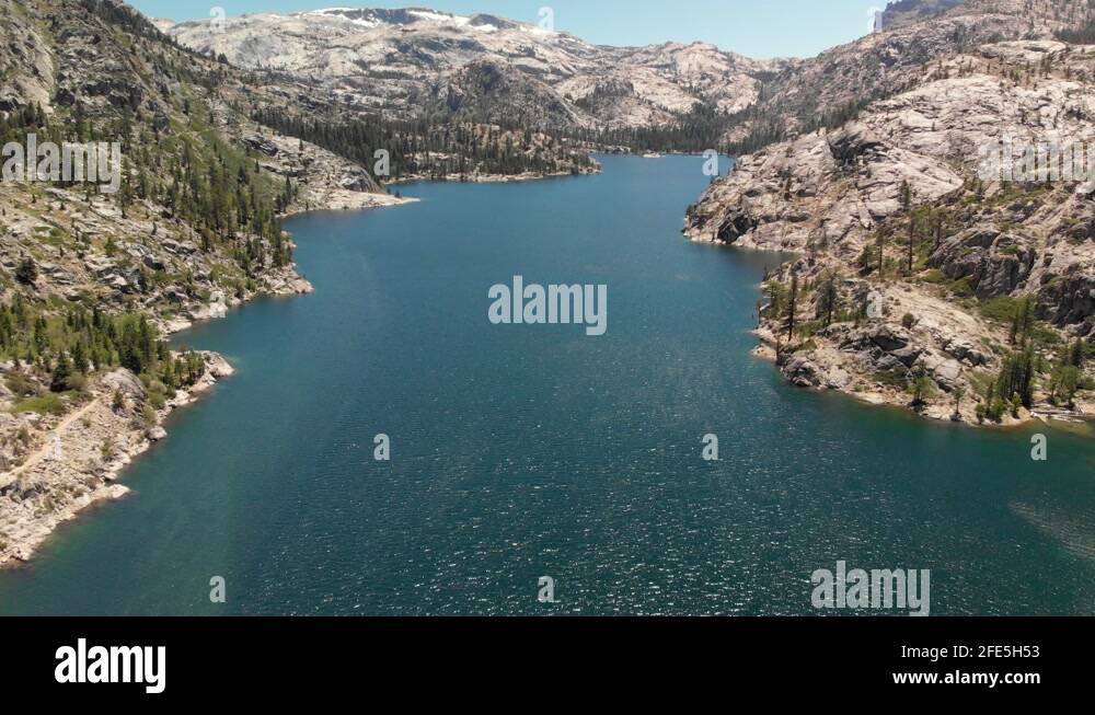 Expansive aerial view of a dam in California's Relief Reservoir near