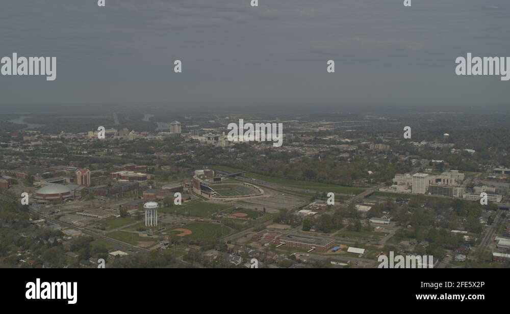 Montgomery Alabama Aerial v21 pull out reveal of state university