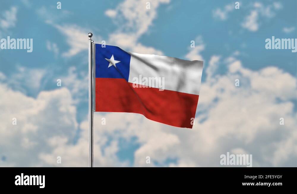 Chile flag waving in the blue sky realistic 4k Video Stock Video Footage Alamy
