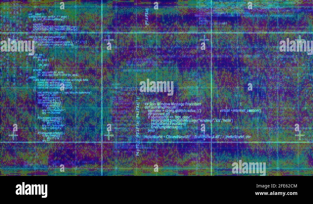 Animation of screen with data processing on stripes in seamless loop ...