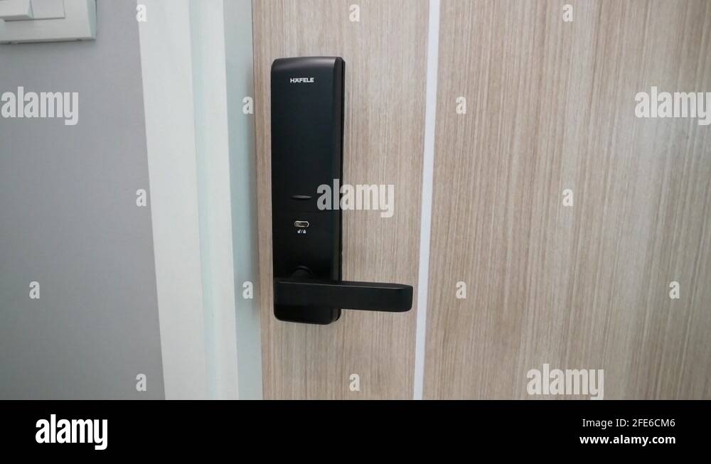 Close Up Home Key Card Access Digital Door Lock Stock Video Footage - Alamy