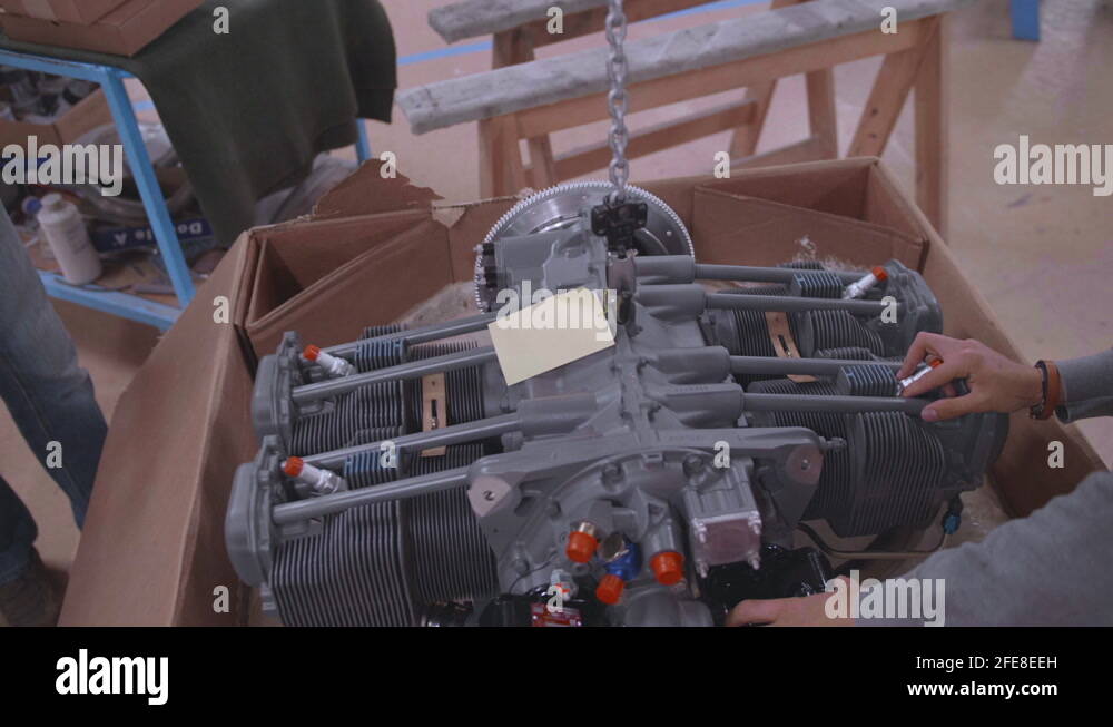 Aircraft engine in a cardboard, slowmotion Stock Video Footage Alamy