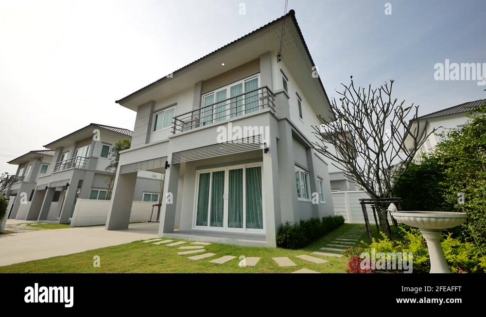 White and Gray Modern Contemporary Home Exterior Design Stock Video Footage - Alamy