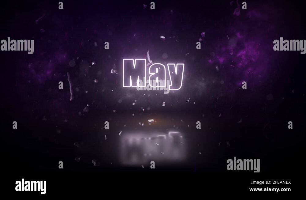 May neon lights sign revealed through a storm with flickering lights