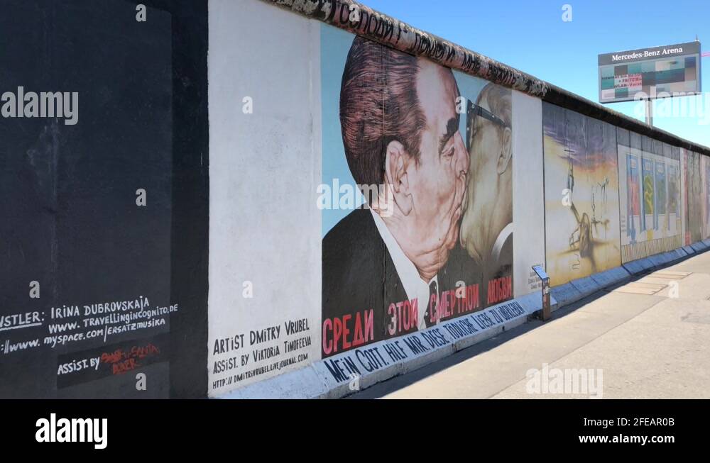 Berlin wall the kiss left to right slow 2020 Stock Video Footage Alamy