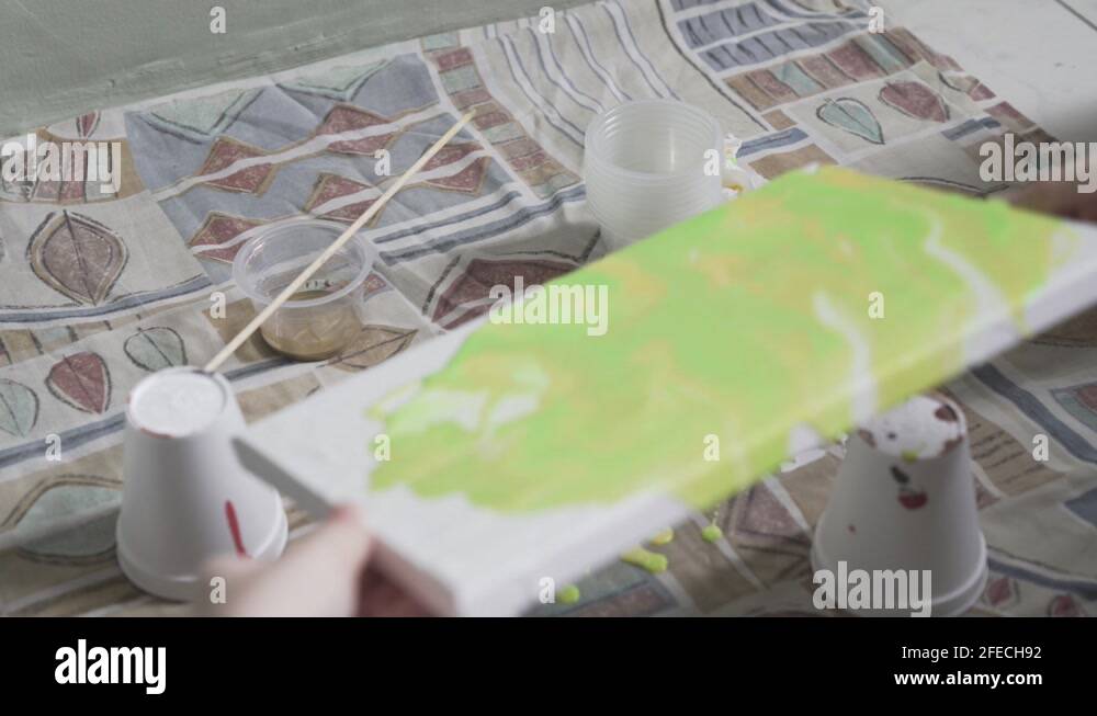 Spreading Green Paint on Canvas Stock Video Footage Alamy
