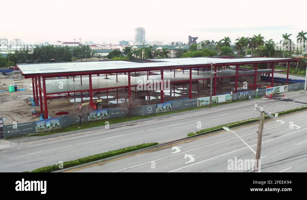 Oasis Hallandale mixed use real estate development aerial reveal 4k