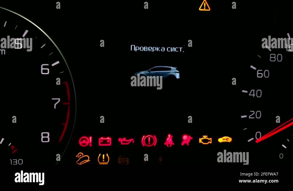 Turning the dashboard into the car and checking the system. Turning on