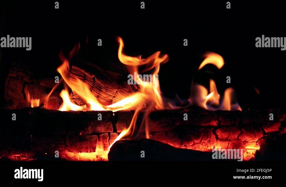 Fire in a stone oven slow motion Stock Video Footage Alamy