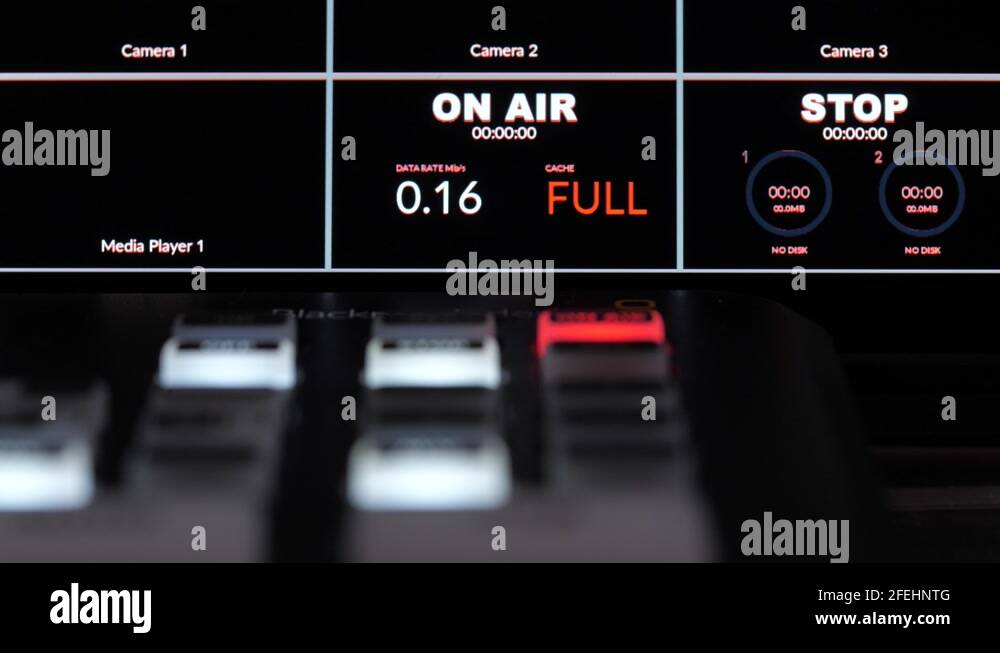 On air blinking with livestream multicam screen Stock Video Footage Alamy