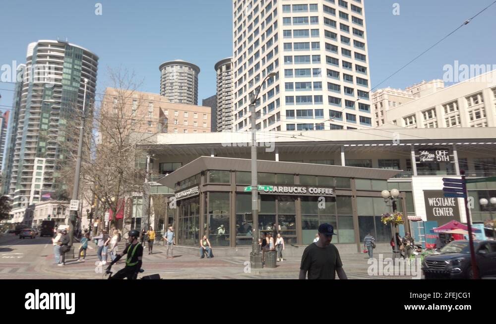 Seattle downtown commercial area, Westlake Shopping Mall, Macy's, Nike ...