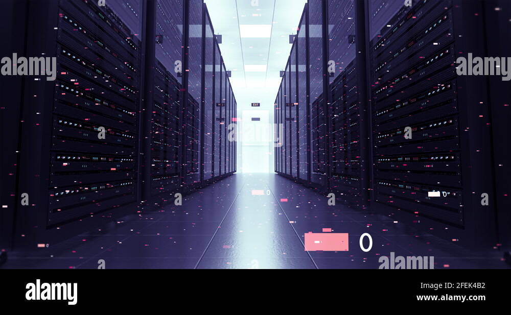Server Racks In a Modern Data Center. Computer Racks All Around Stock