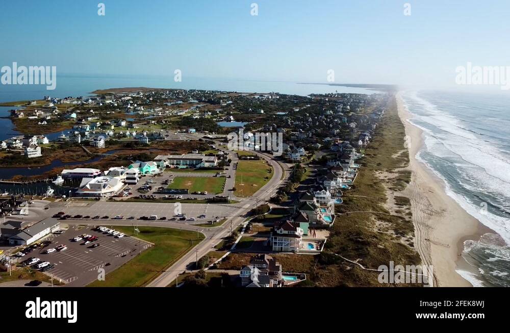 Outer Banks of NC High Above Hatteras Village in 4k, Hatteras Village